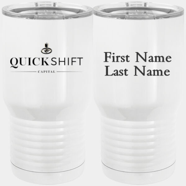 Personalized Quick Shift Capital - 20 oz. Tall Stainless Steel Vacuum Insulated Tumbler White Thumbnail