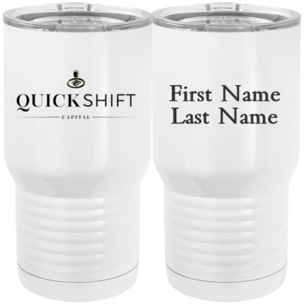 Personalized Quick Shift Capital - 20 oz. Tall Stainless Steel Vacuum Insulated Tumbler White Thumbnail