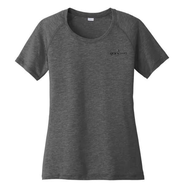 Quick Shift Capital Printed - Ladies PosiCharge ® Tri Blend Wicking Scoop Neck Raglan Tee Thumbnail