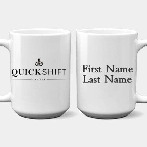 Personalized Quick Shift Capital - 15 oz. NO MINIMUM Full Color Printed Ceramic Mug Thumbnail