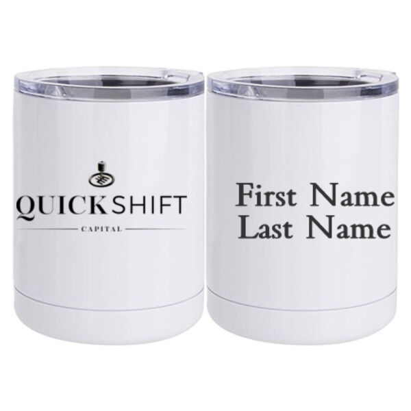 Personalized Quick Shift Capital - 10 oz. White Stainless Steel Short Tumbler Thumbnail