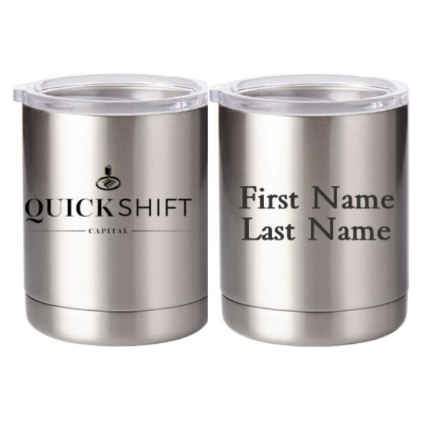 Personalized Quick Shift Capital - 10 oz. Silver Stainless Steel Short Tumbler Thumbnail