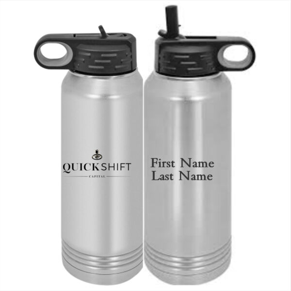 Personalized Quick Shift Capital -  Custom 30 oz. NO MINIMUM Silver Stainless Steel Vacuum Insulated Water Bottle Thumbnail