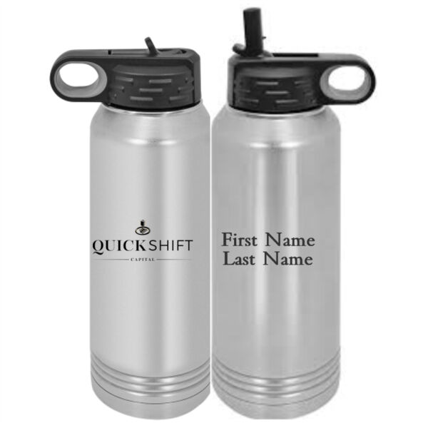 Personalized Quick Shift Capital -  Custom 30 oz. NO MINIMUM Silver Stainless Steel Vacuum Insulated Water Bottle Thumbnail