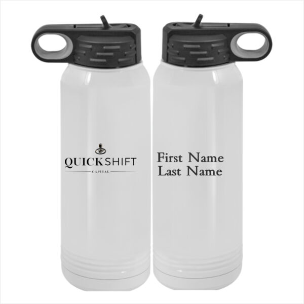 Personalized Quick Shift Capital - Custom 30 oz. NO MIMINUM White Stainless Steel Vacuum Insulated Water Bottle Thumbnail